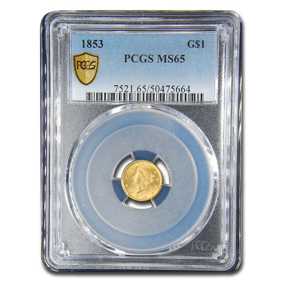 1853 $1 Liberty Head Gold MS-65 PCGS 1853 $1 Liberty Head Gold MS-65 PCGS